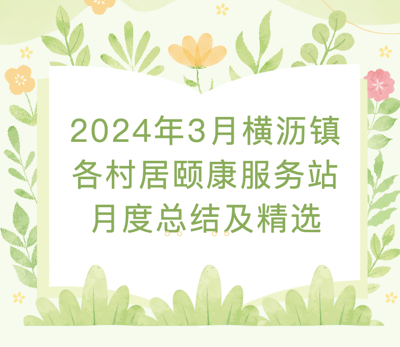 2024年3月横沥镇各村居颐康服务站月度总结及精选